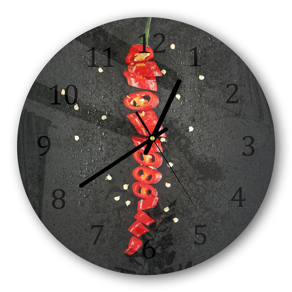 Wanduhr Rund - Geschnittene Paprika
