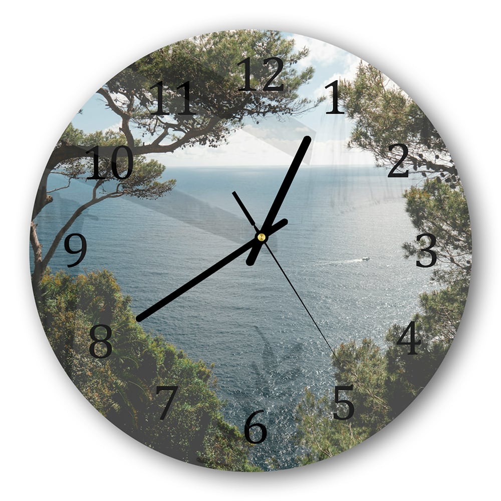 Wanduhr Rund - Meerblick durch die Bäume