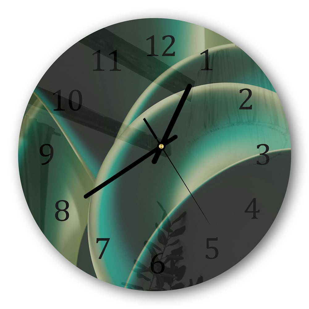 Wanduhr Rund - Grüne Kurven