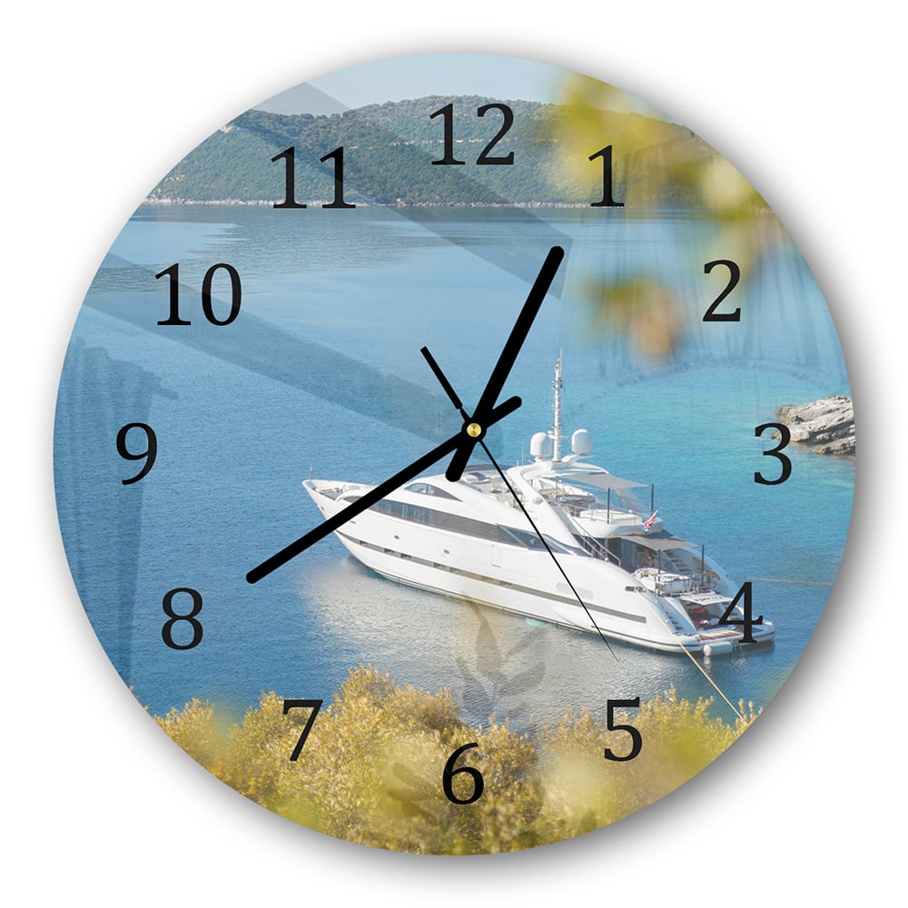 Wanduhr Rund - Jacht vor Anker