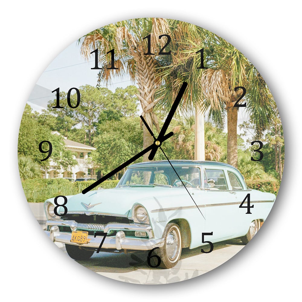 Wanduhr Rund - Hellblauer Chevrolet Bel Air
