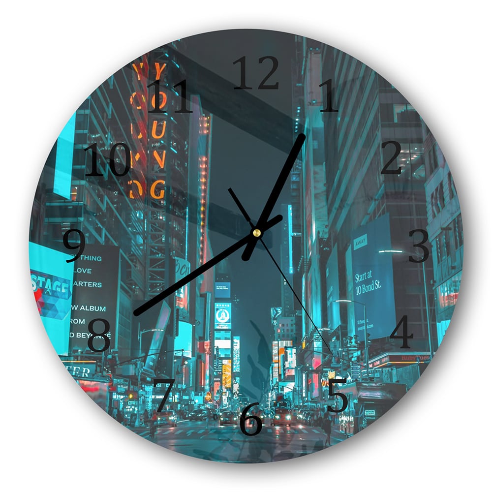 Wanduhr Rund - Nacht in der Stadt