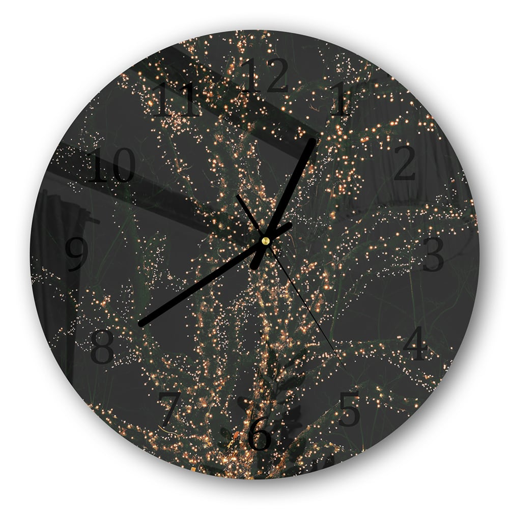 Wanduhr Rund - Goldene Lichter am Baum