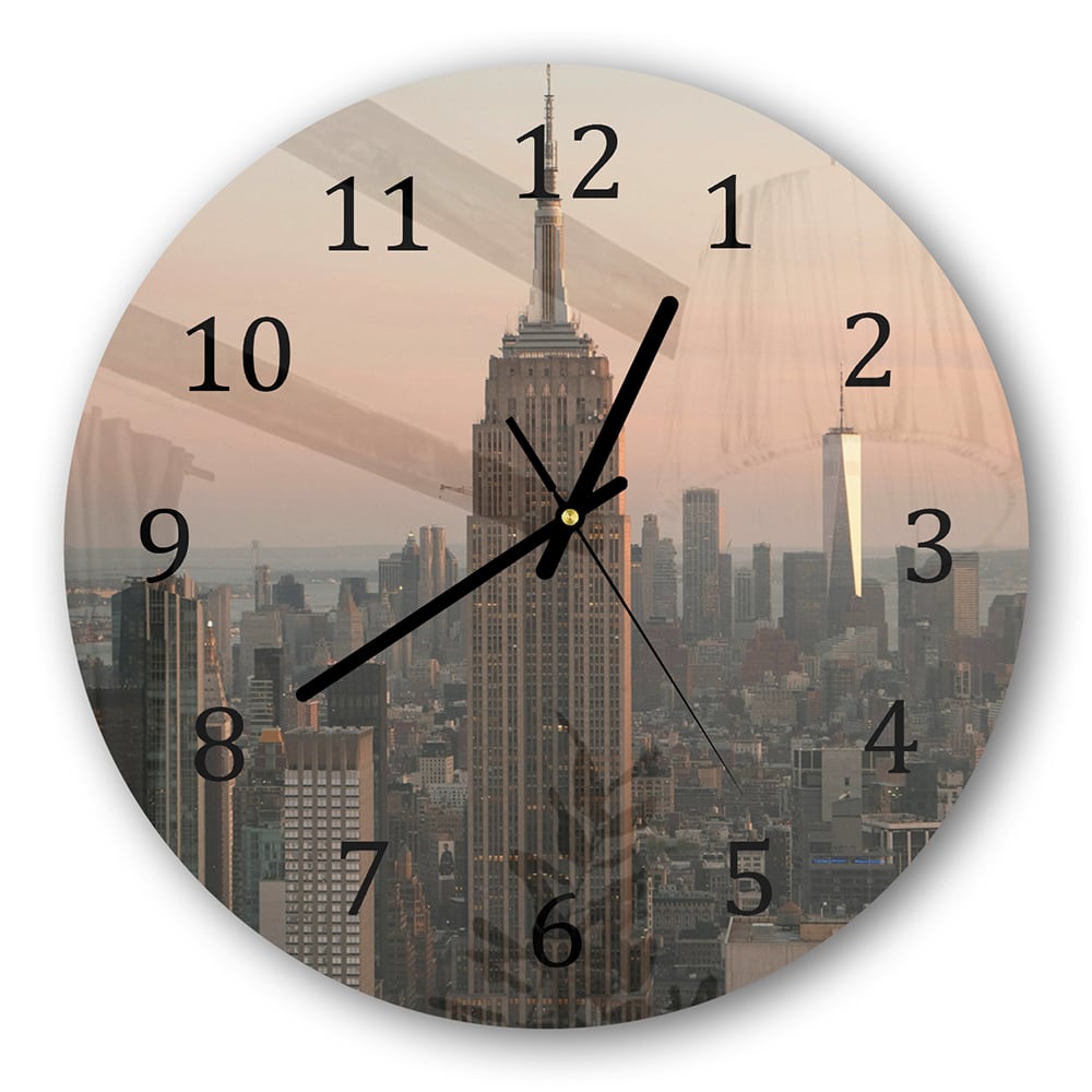 Wanduhr Rund - Manhattan Skyline