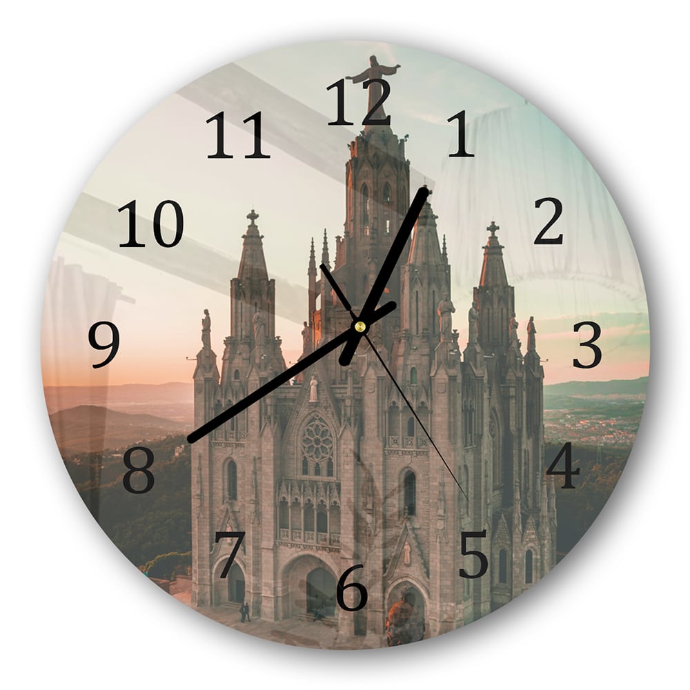 Wanduhr Rund - Tibidabo bei Sonnenuntergang