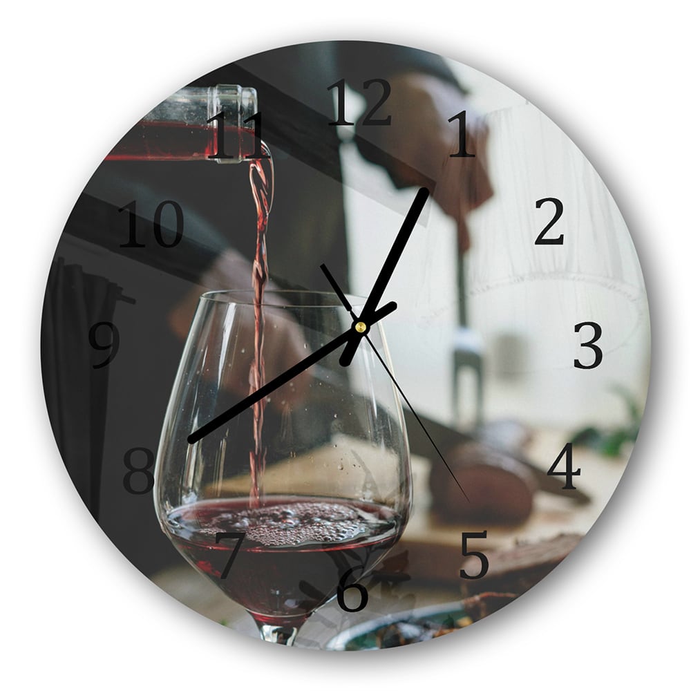 Wanduhr Rund - Rotwein und Mahlzeit