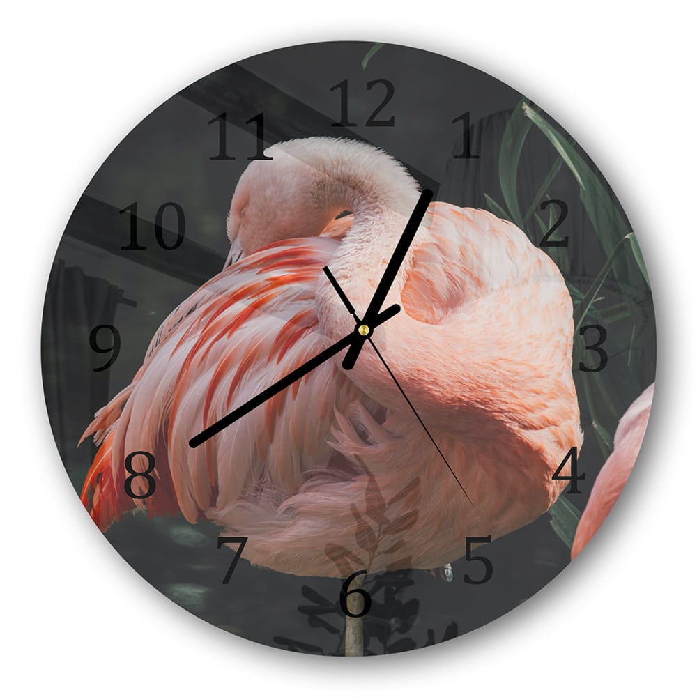 Wanduhr Rund - Flamingo in der Natur