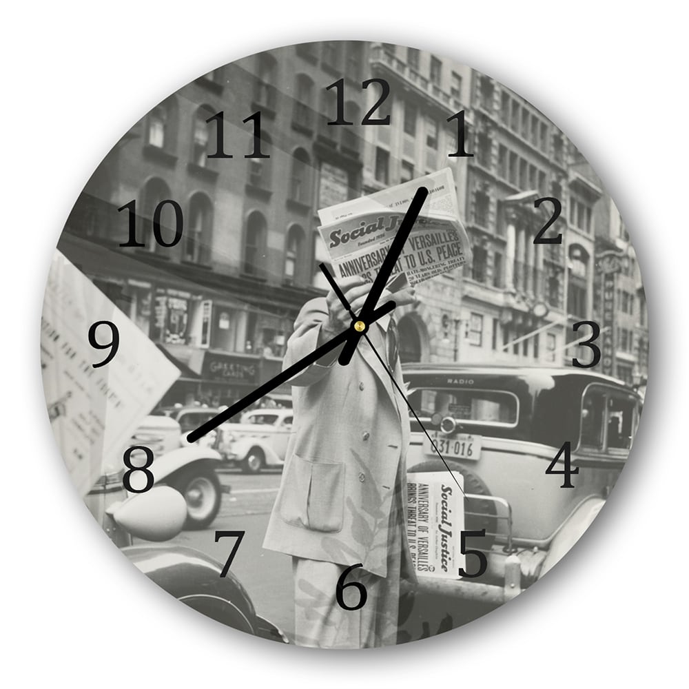 Wanduhr Rund - New York in Schwarz-Weiß