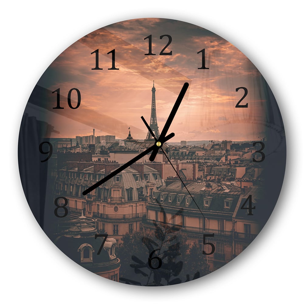 Wanduhr Rund - Paris in der Dämmerung