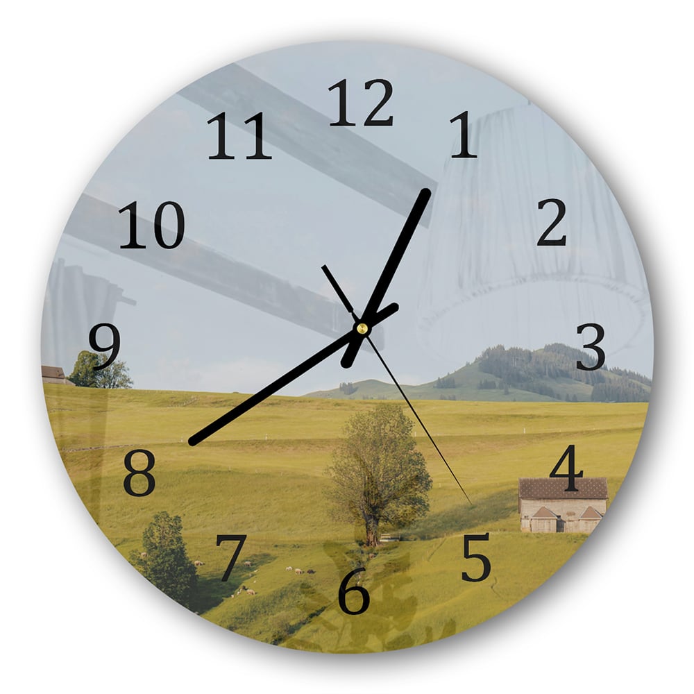 Wanduhr Rund - Hügelige Landschaft
