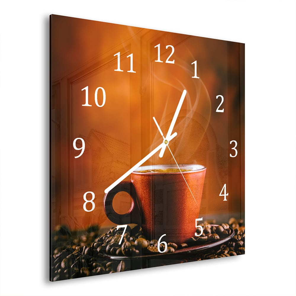 Wanduhr 30x30 - Kaffee-Aroma