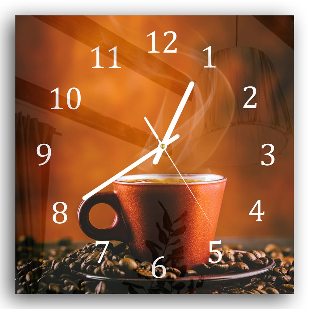 Wanduhr 30x30 - Kaffee-Aroma