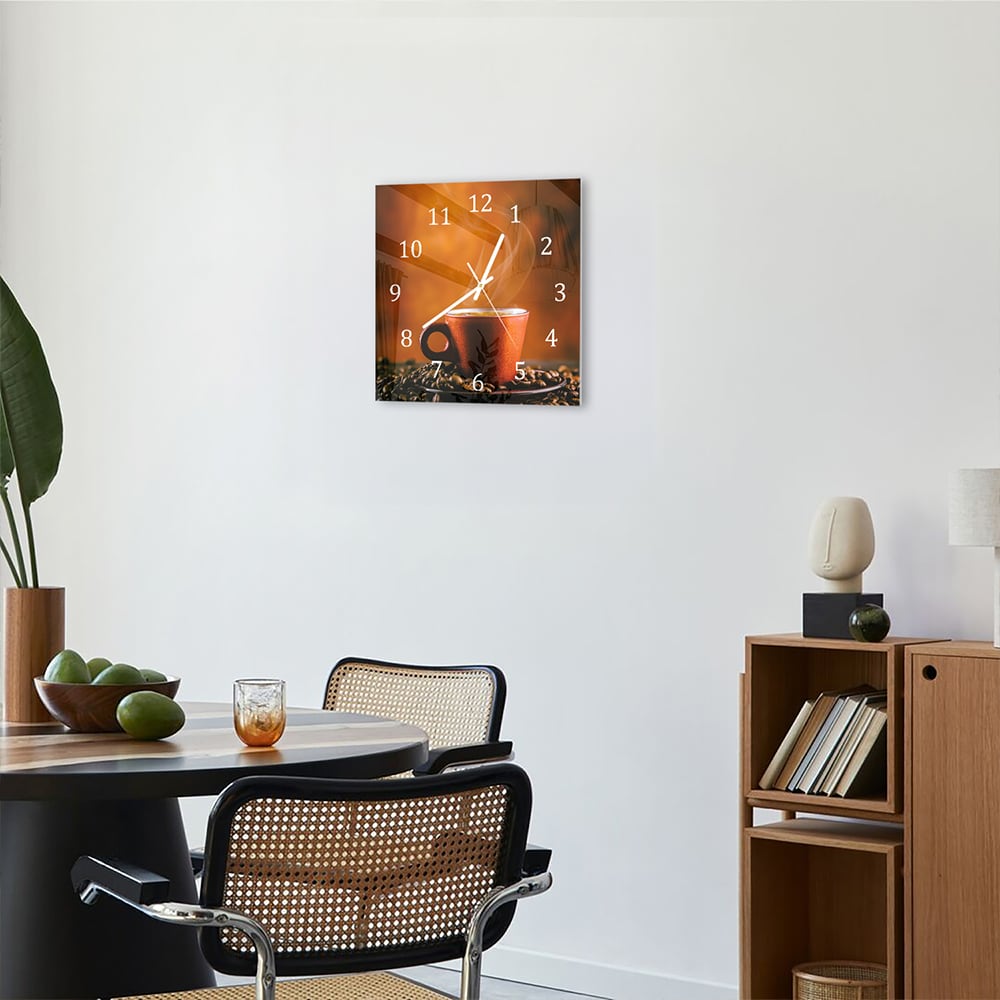Wanduhr 30x30 - Kaffee-Aroma