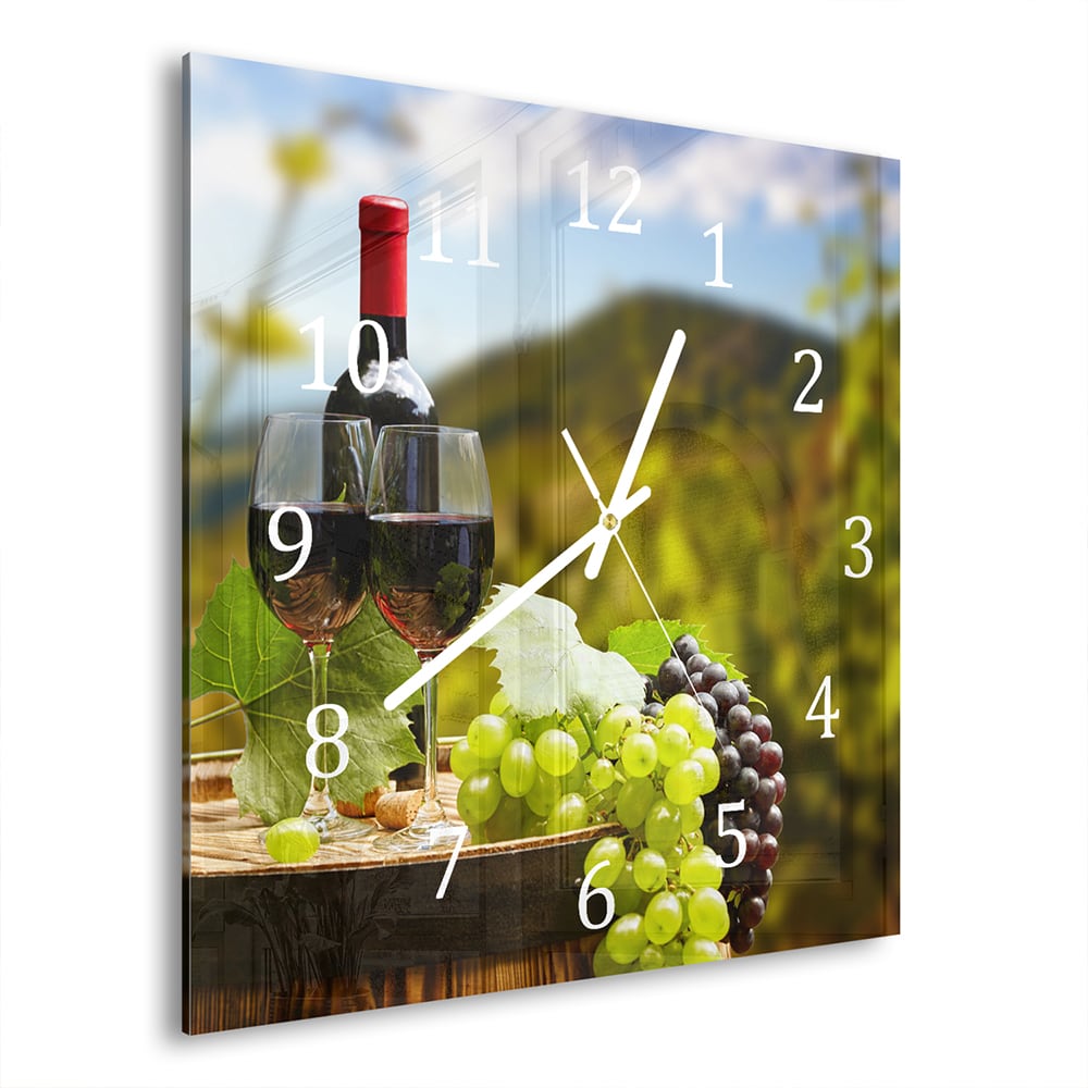Wanduhr 30x30 - Wein und Trauben