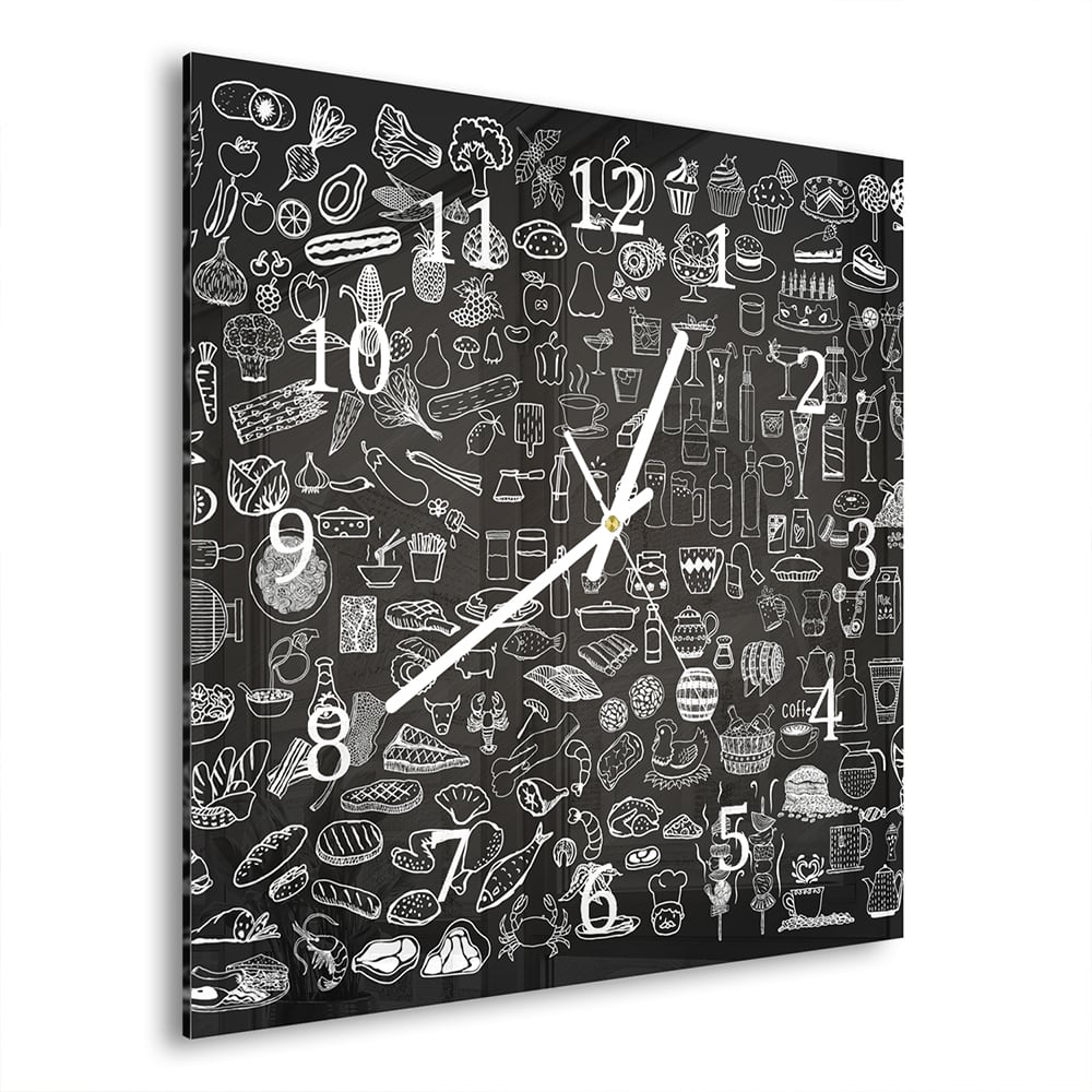 Wanduhr 30x30 - Küchenzeichnungen