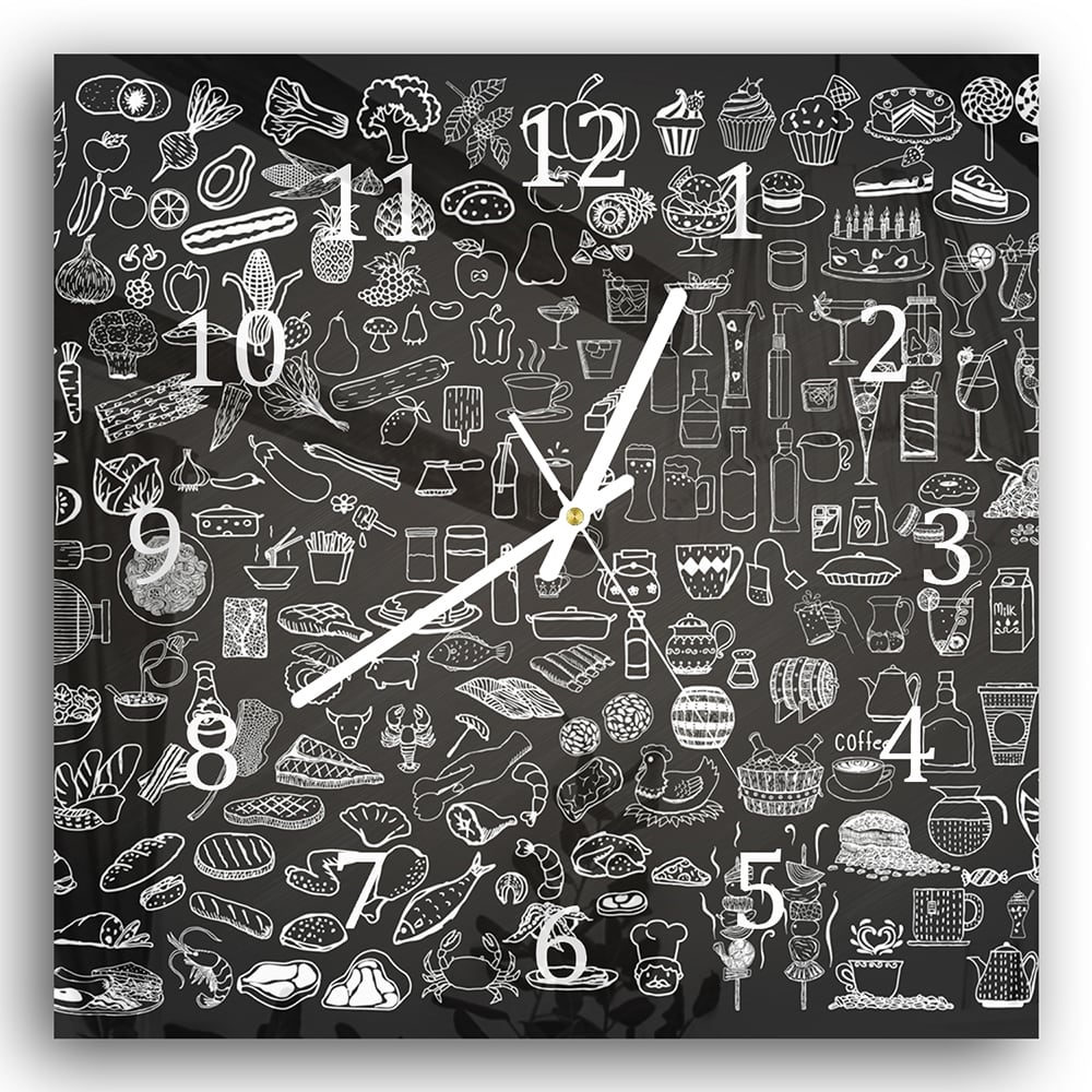 Wanduhr 30x30 - Küchenzeichnungen