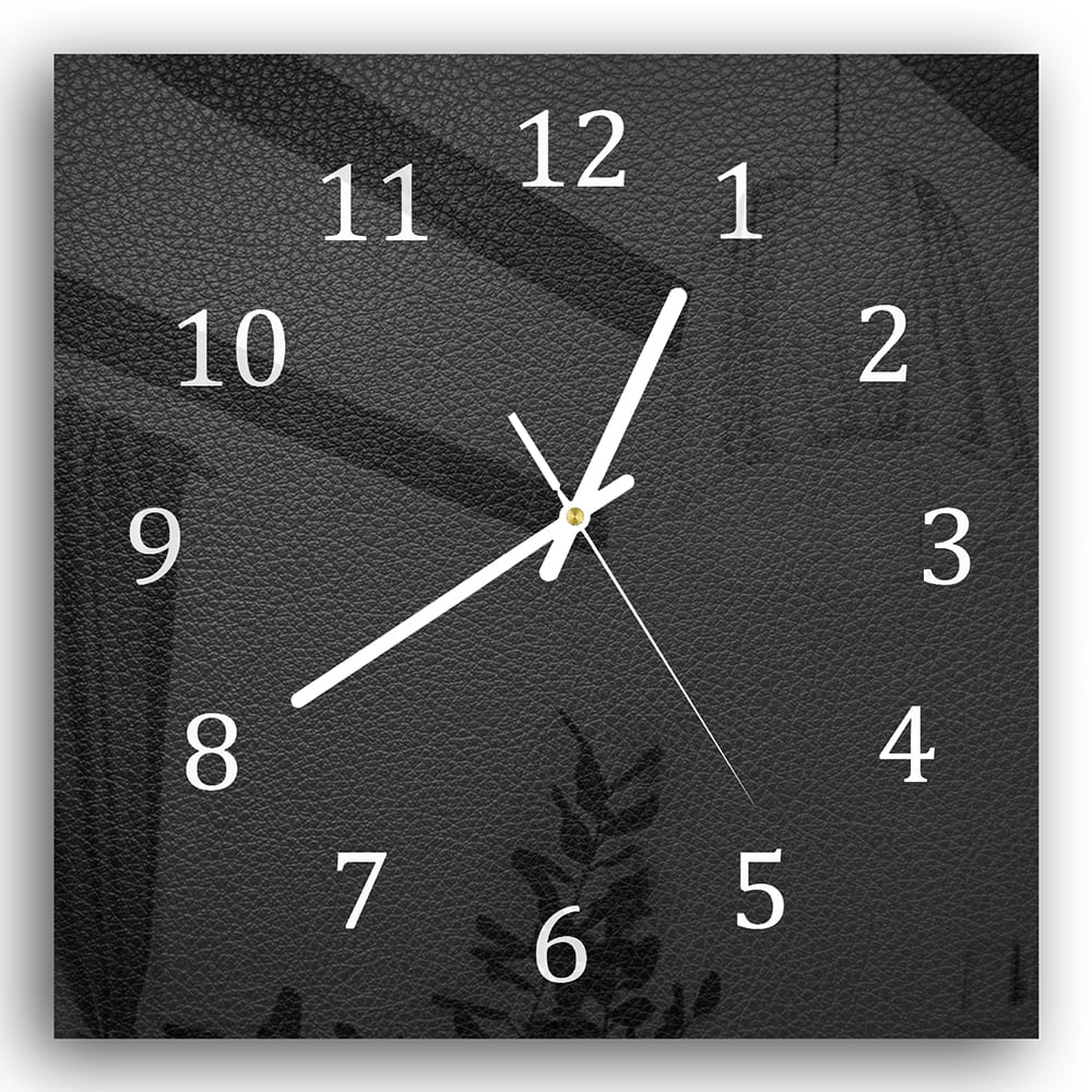 Wanduhr 30x30 - Schwarzes Leder