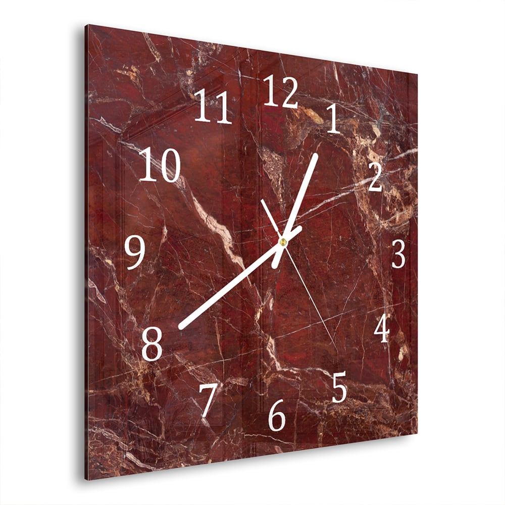 Wanduhr 30x30 - Roter Marmor