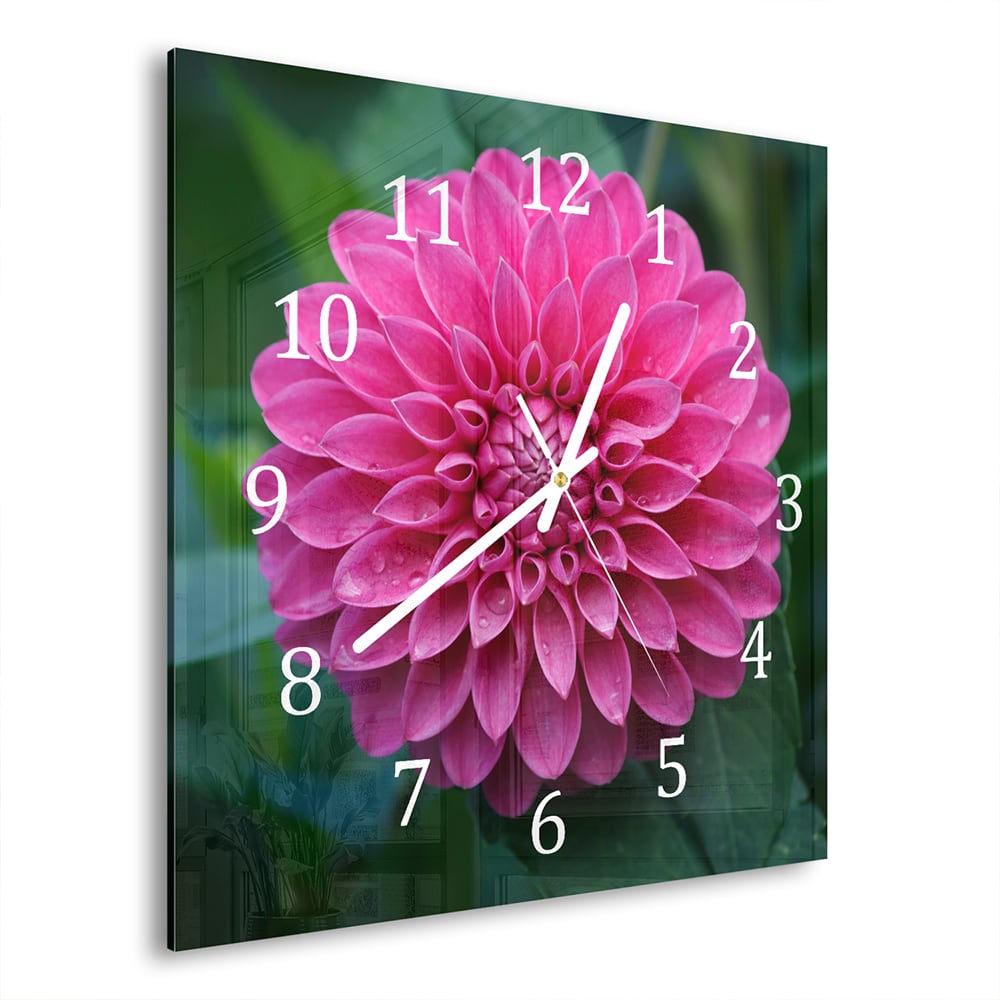 Wanduhr 30x30 - Rosa Dahlie