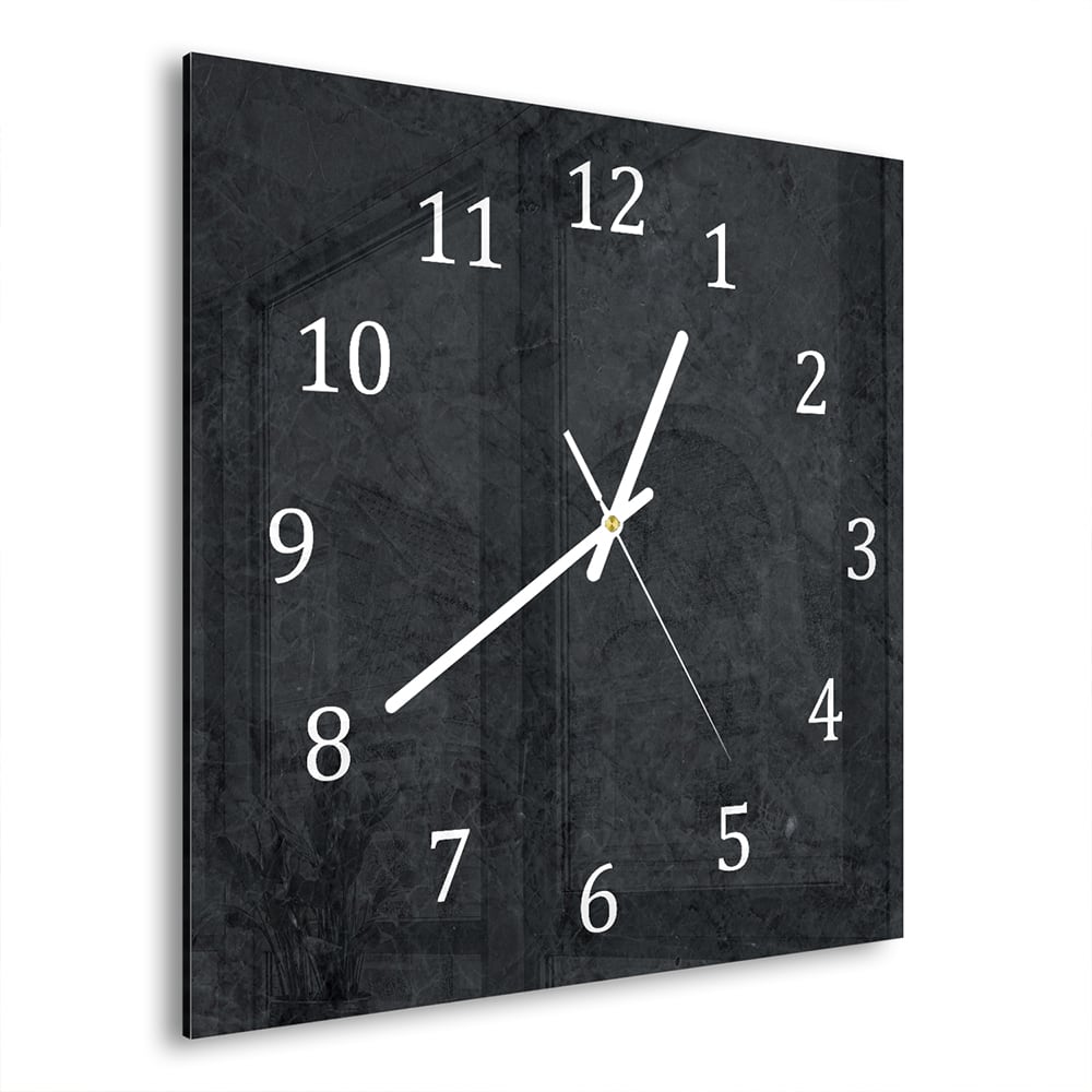 Wanduhr 30x30 - Schwarzer Marmor