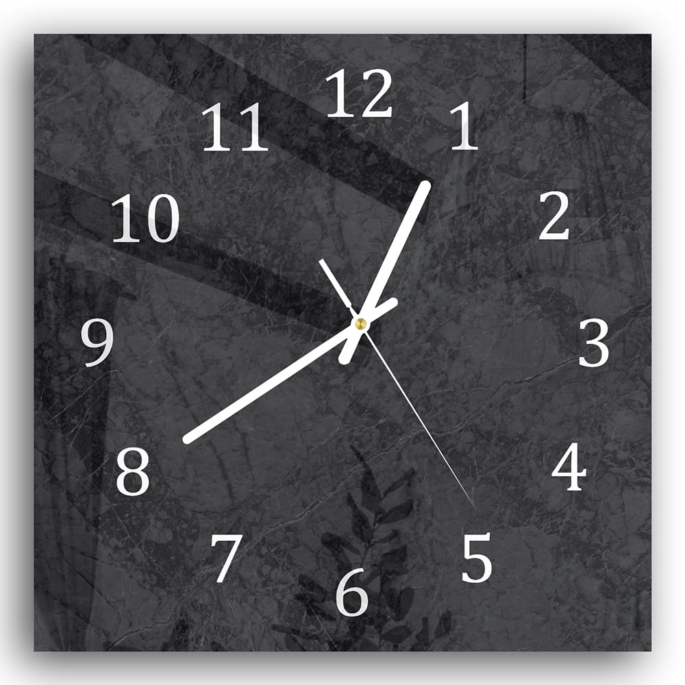 Wanduhr 30x30 - Schwarz/grauer Marmor
