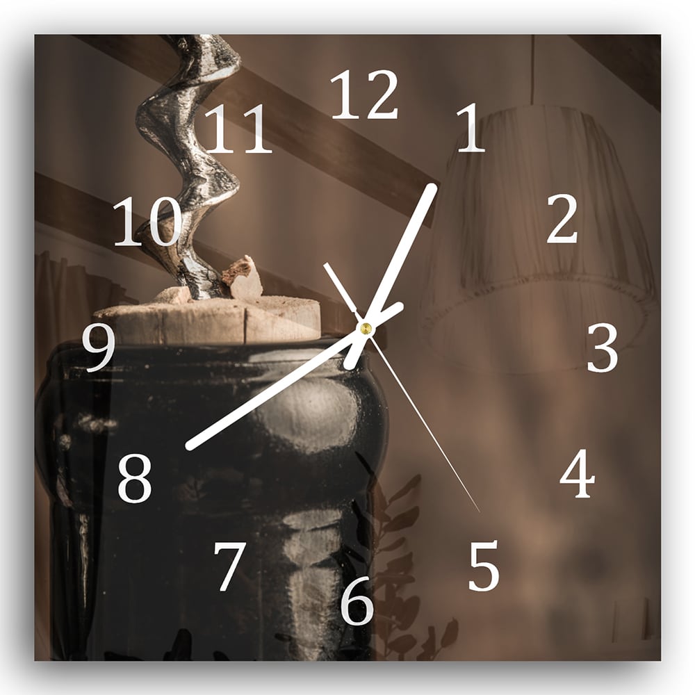 Wanduhr 30x30 - Weinflasche öffnen