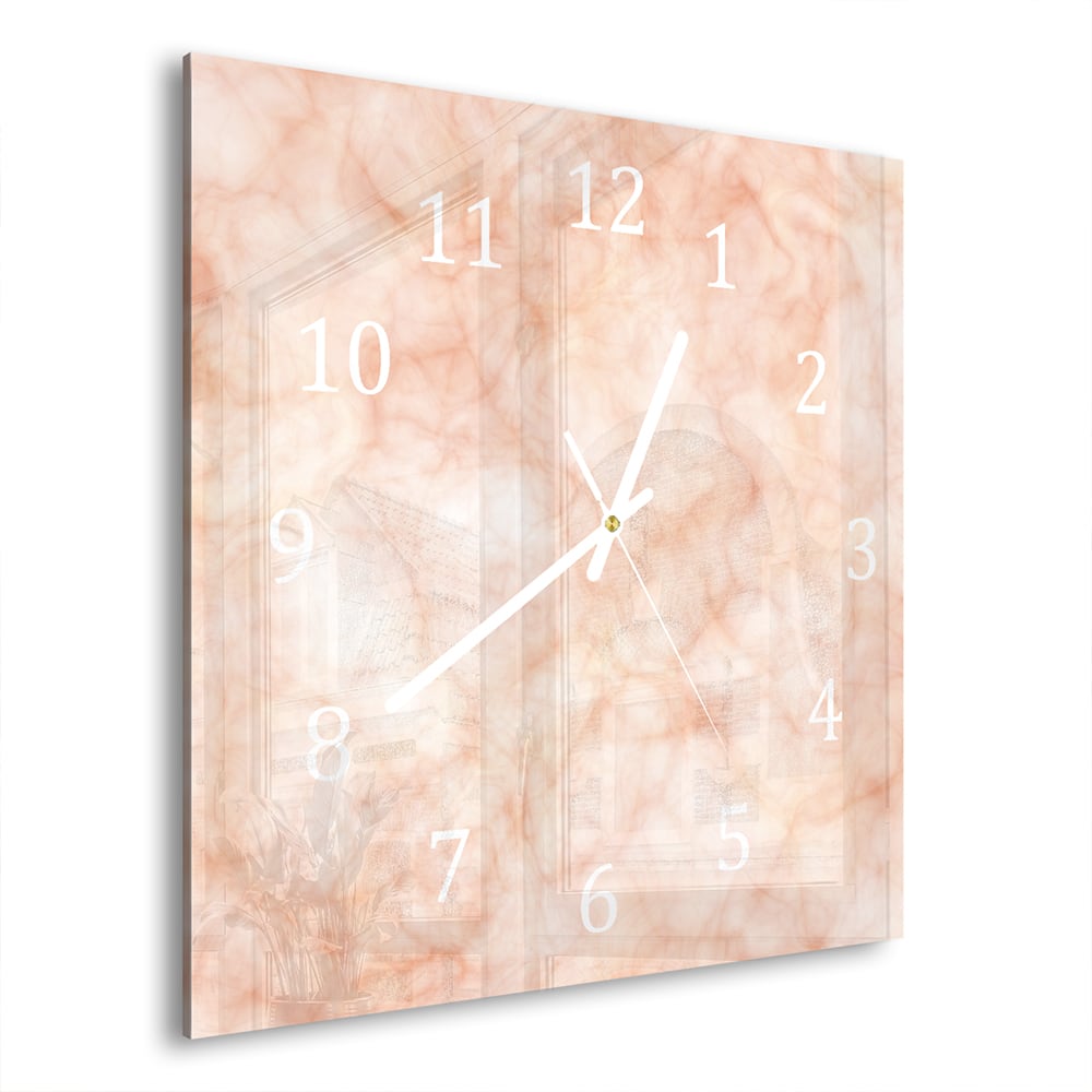 Wanduhr 30x30 - Pfirsichfarbener Marmor