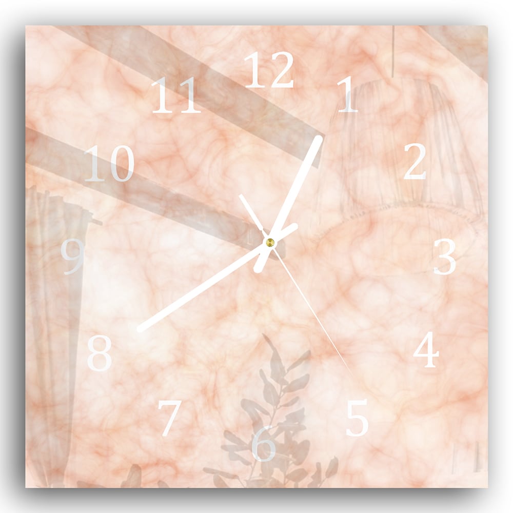 Wanduhr 30x30 - Pfirsichfarbener Marmor