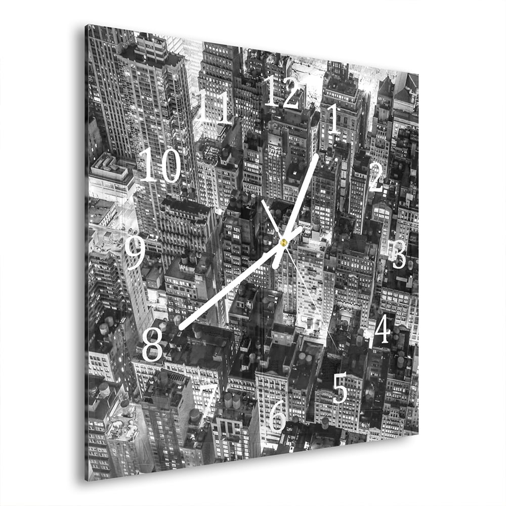 Wanduhr 30x30 - New York City Nachtansicht