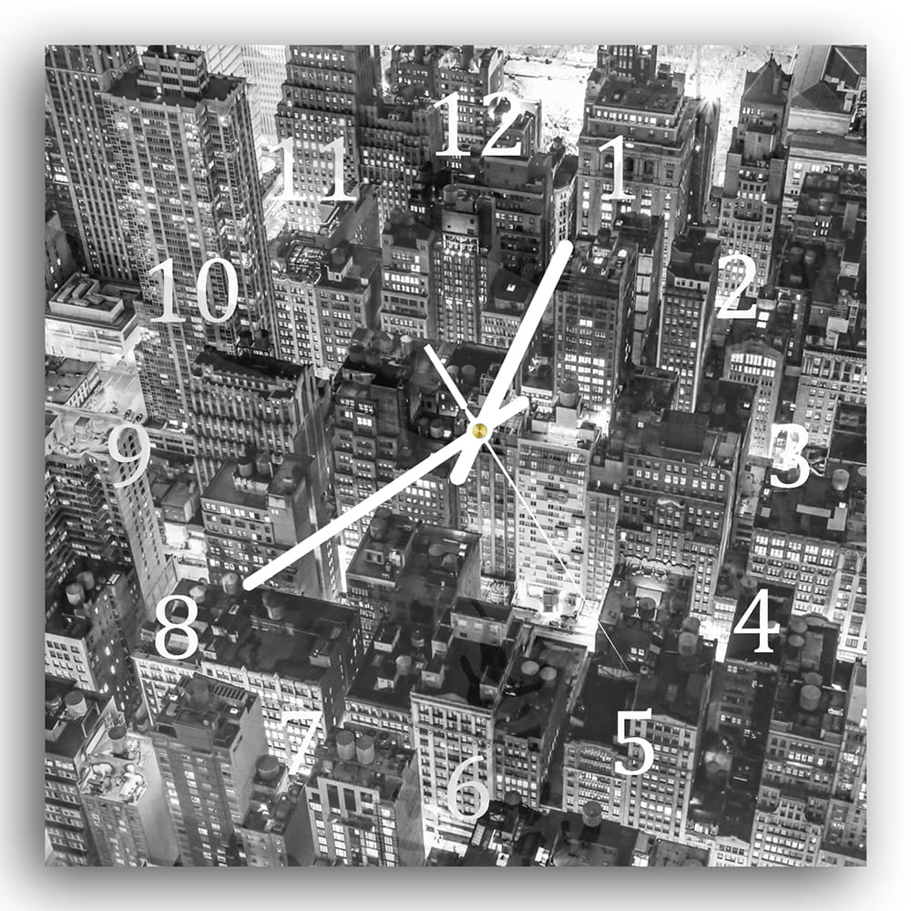 Wanduhr 30x30 - New York City Nachtansicht
