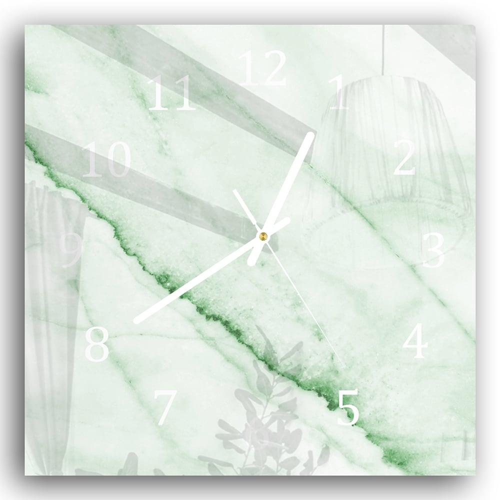 Wanduhr 30x30 - Smaragdgrüner Marmor