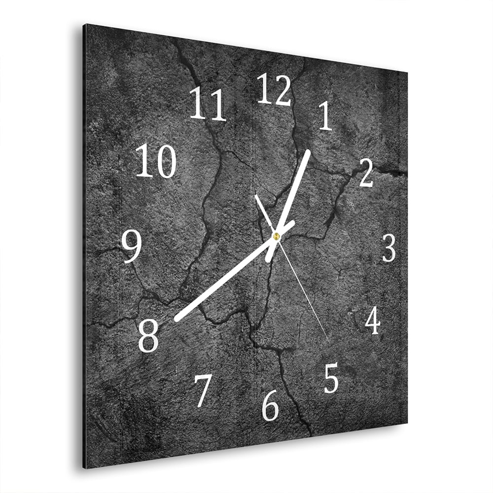 Wanduhr 30x30 - Schwarzer gerissener Beton