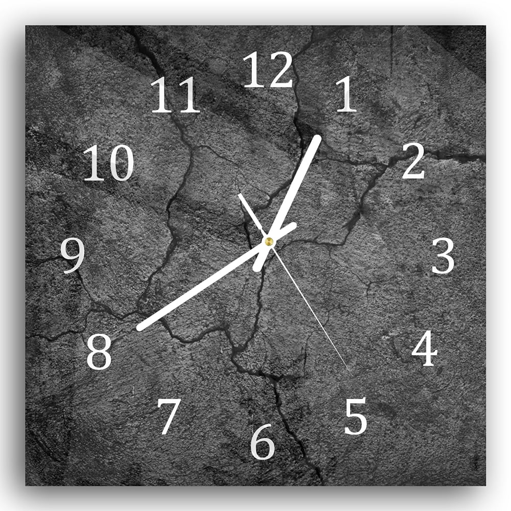 Wanduhr 30x30 - Schwarzer gerissener Beton
