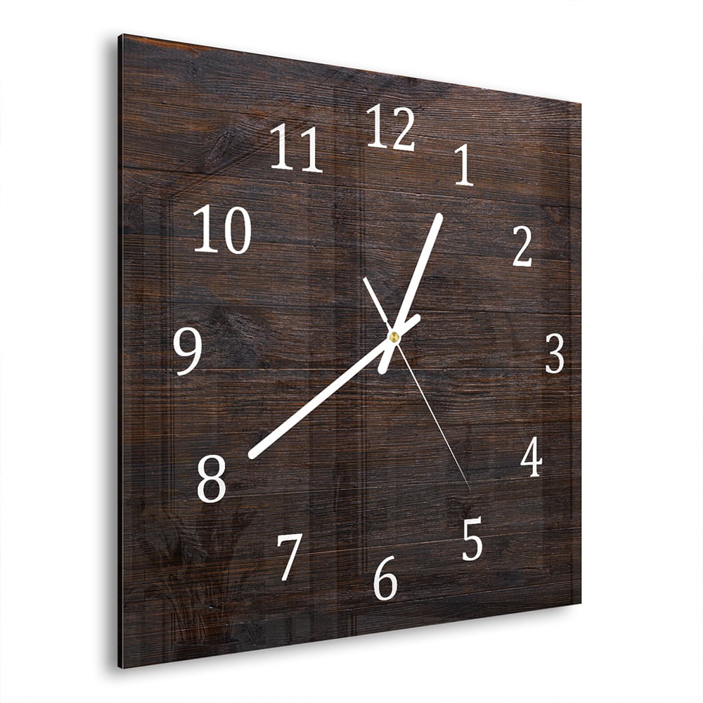 Wanduhr 30x30 - Dunkle Holztextur