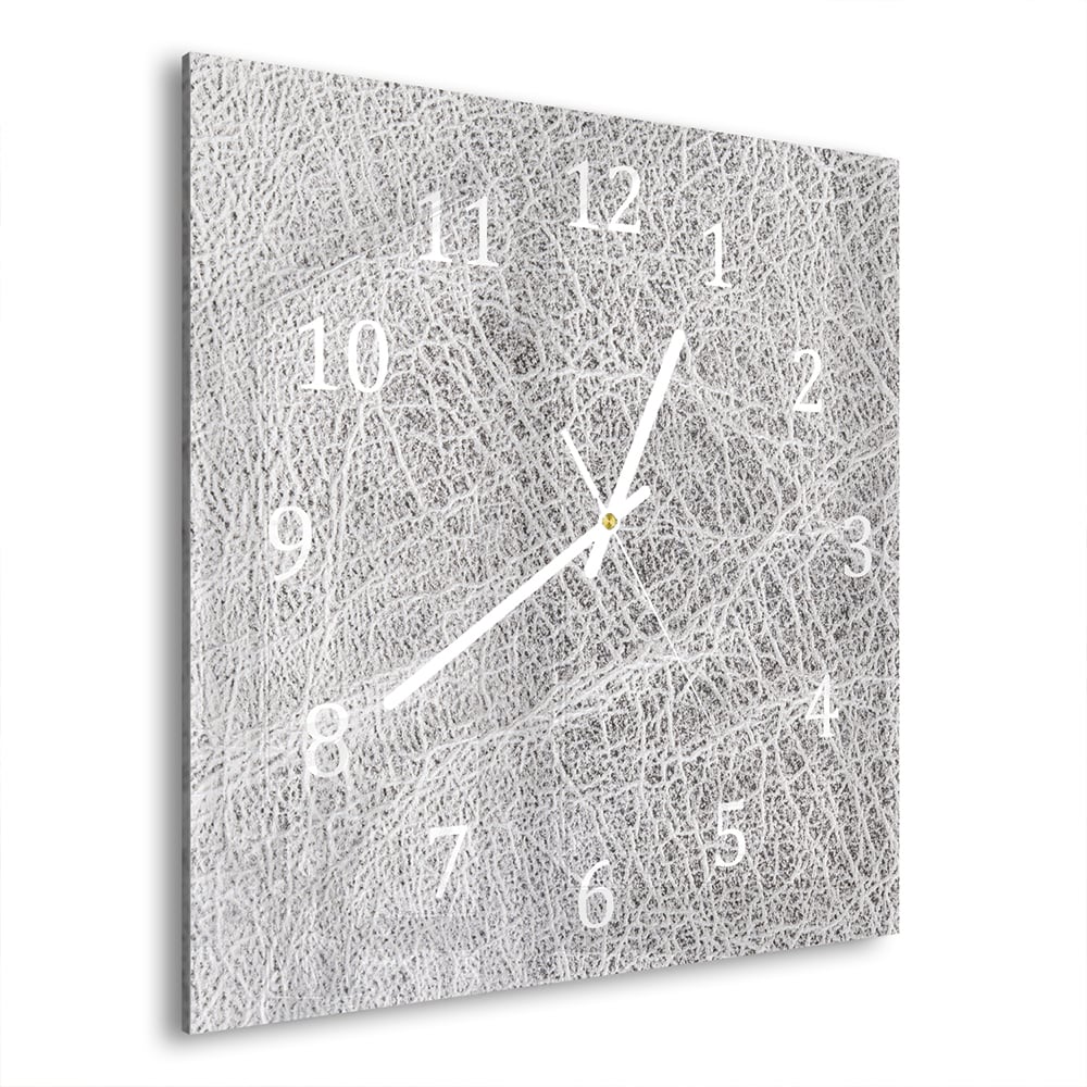 Wanduhr 30x30 - Silbernes Leder Nahaufnahme