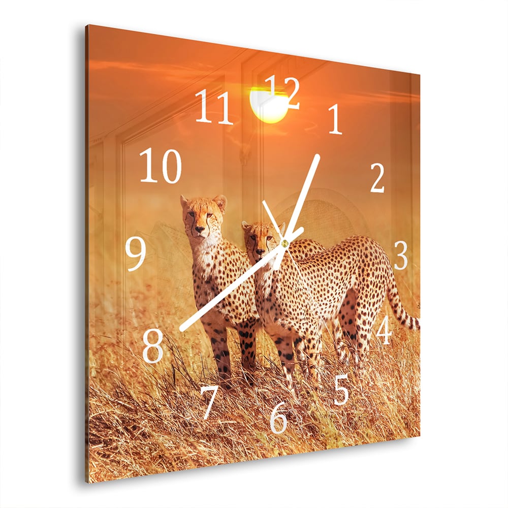 Wanduhr 30x30 - Zwei Geparden