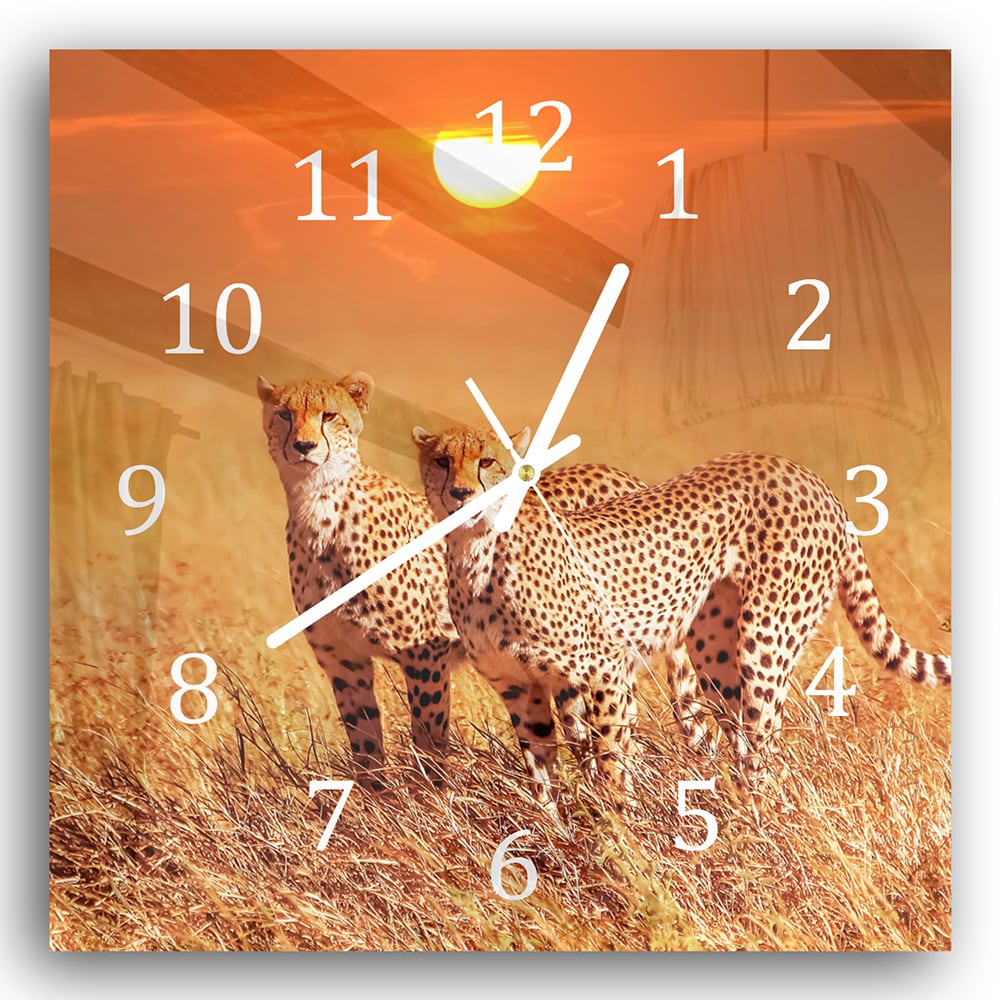 Wanduhr 30x30 - Zwei Geparden