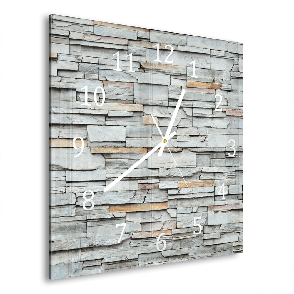 Wanduhr 30x30 - Steinmauer