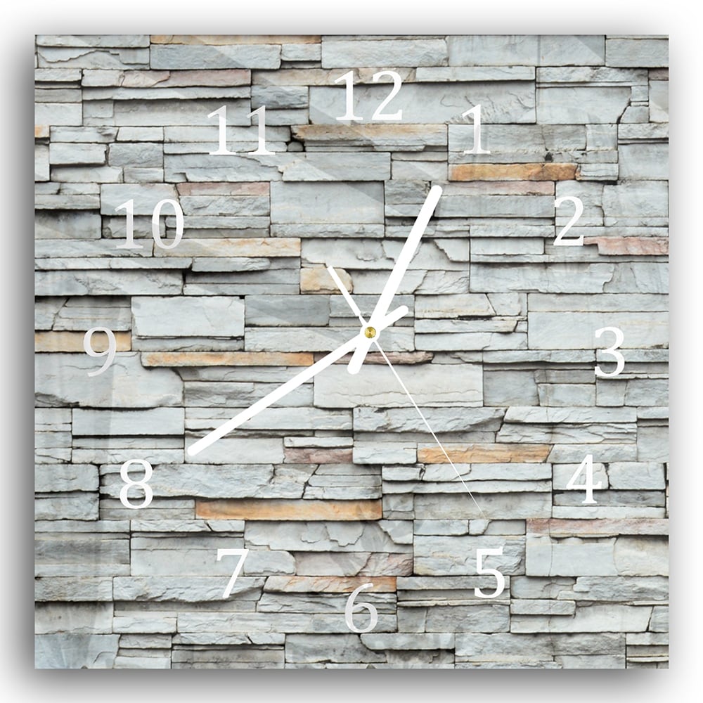 Wanduhr 30x30 - Steinmauer