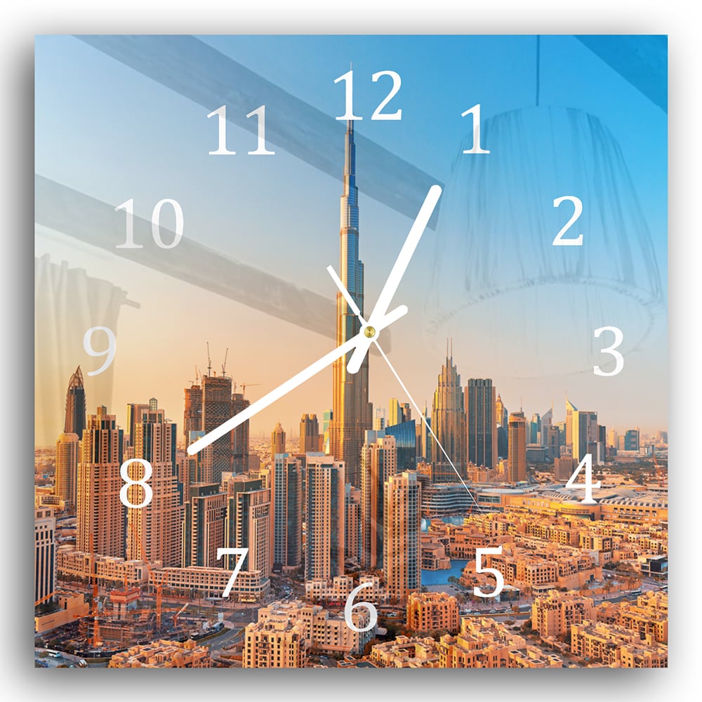 Wanduhr 30x30 - Sonnenuntergang in Dubai