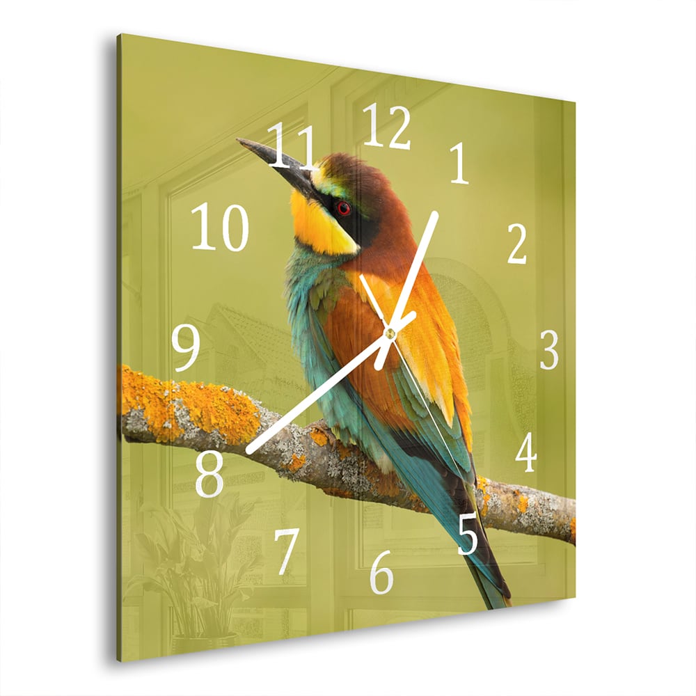 Wanduhr 30x30 - Bunter Vogel