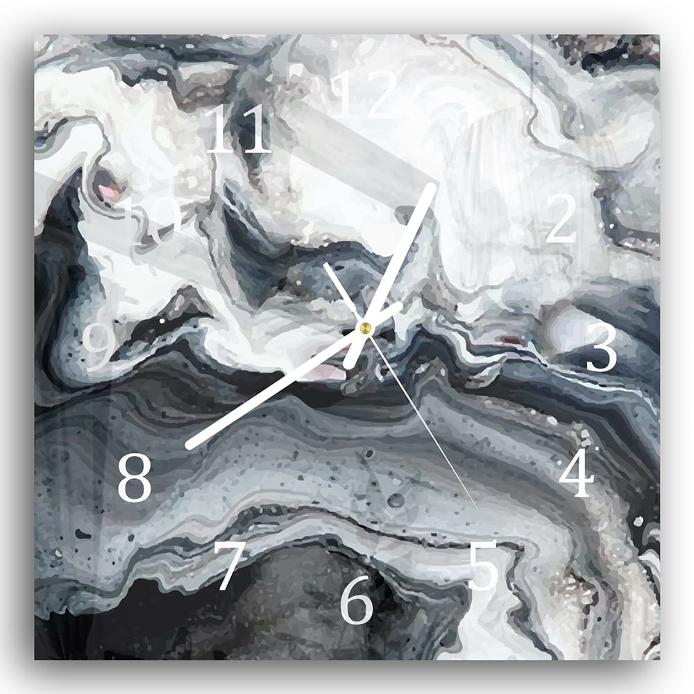 Wanduhr 30x30 - Marmor-Wellenmuster