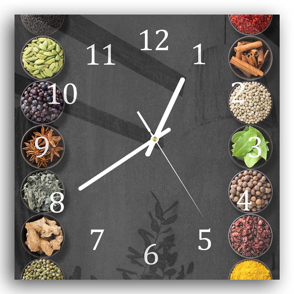 Wanduhr 30x30 - Verschiedene Kräuter