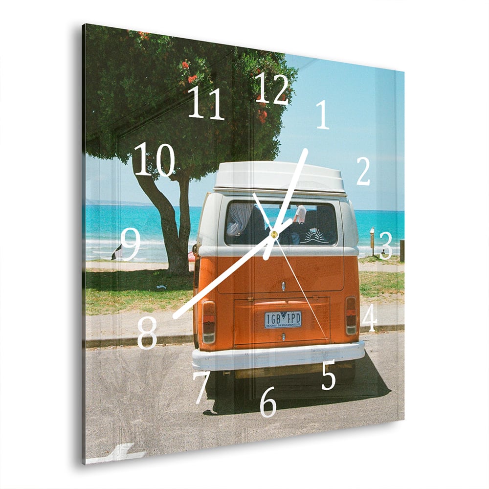 Wanduhr 30x30 - Wohnmobil am Strand