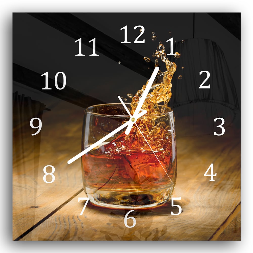 Wanduhr 30x30 - Whisky-Splash