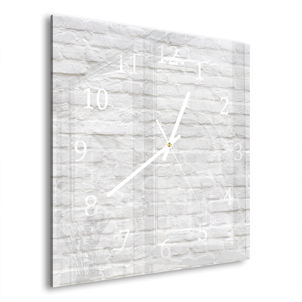 Wanduhr 30x30 - Weiße Steinmauer