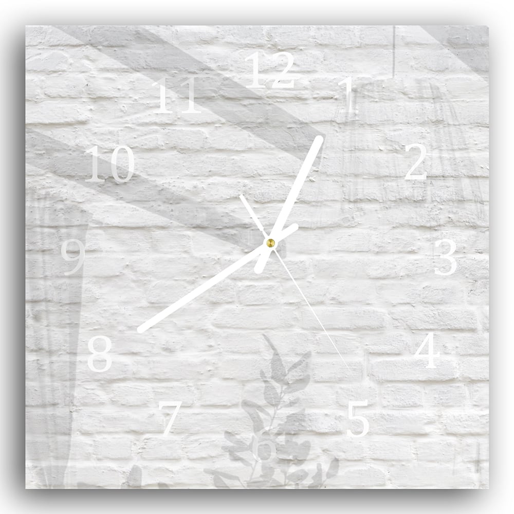 Wanduhr 30x30 - Weiße Steinmauer