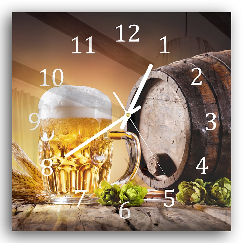 Wanduhr 30x30 - Bier im Fass