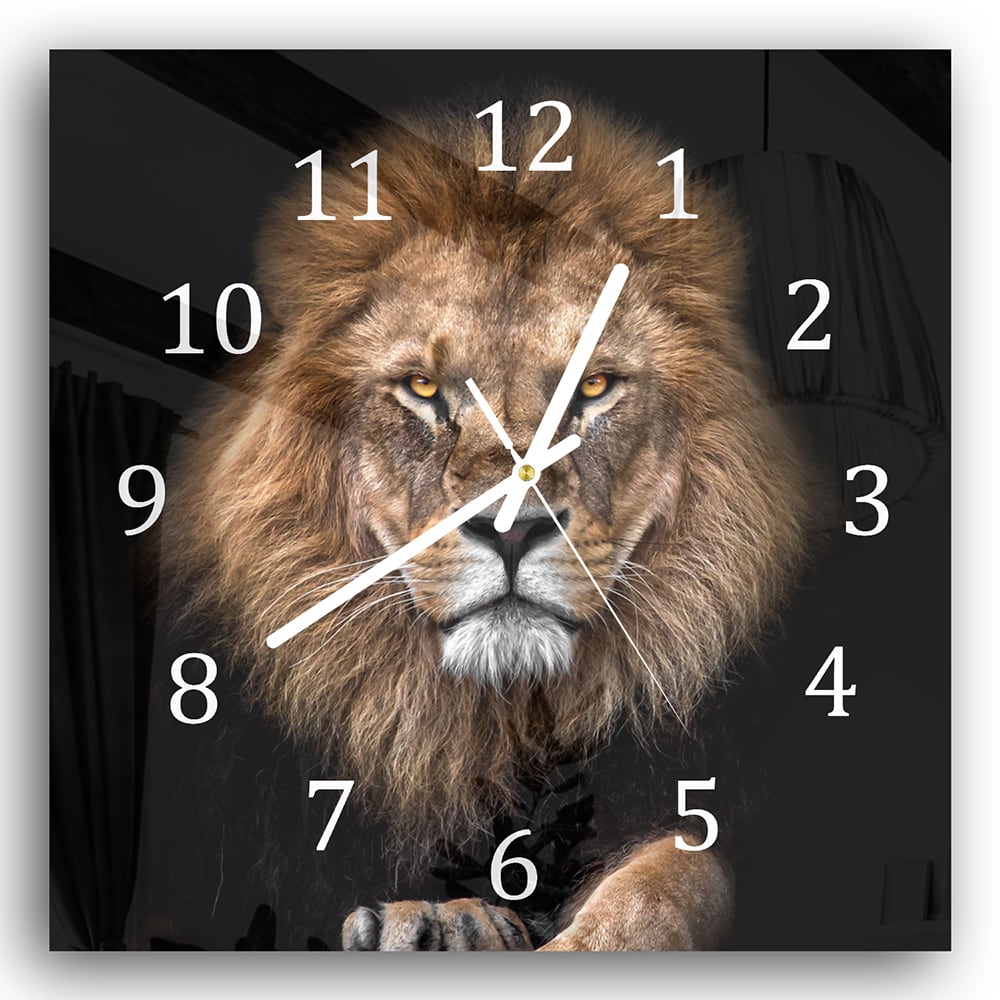 Wanduhr 30x30 - Löwe im Dunkeln