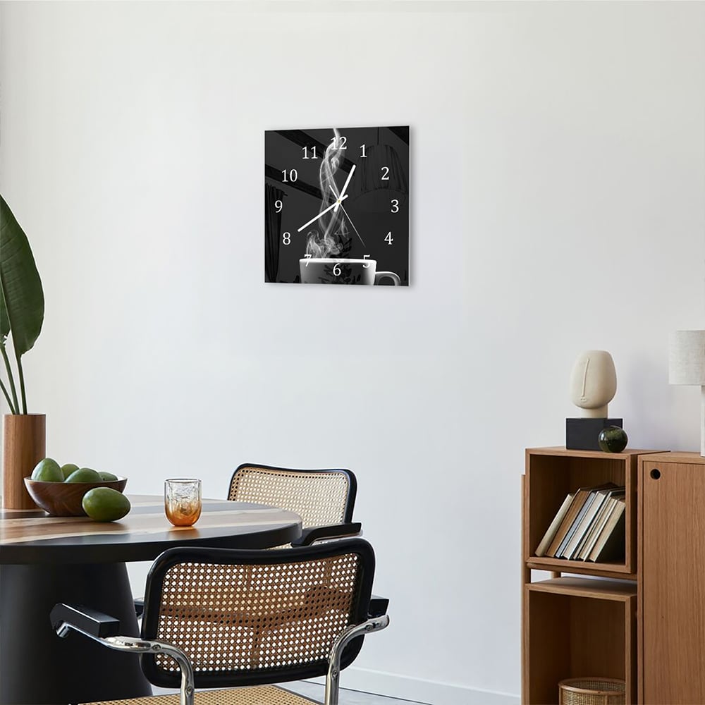 Wanduhr 30x30 - Kaffee mit Dampf